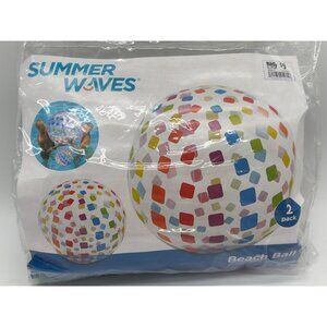 Summer Waves 2-Pack 42"/20" Beach Balls With Multicolor Geometric Design